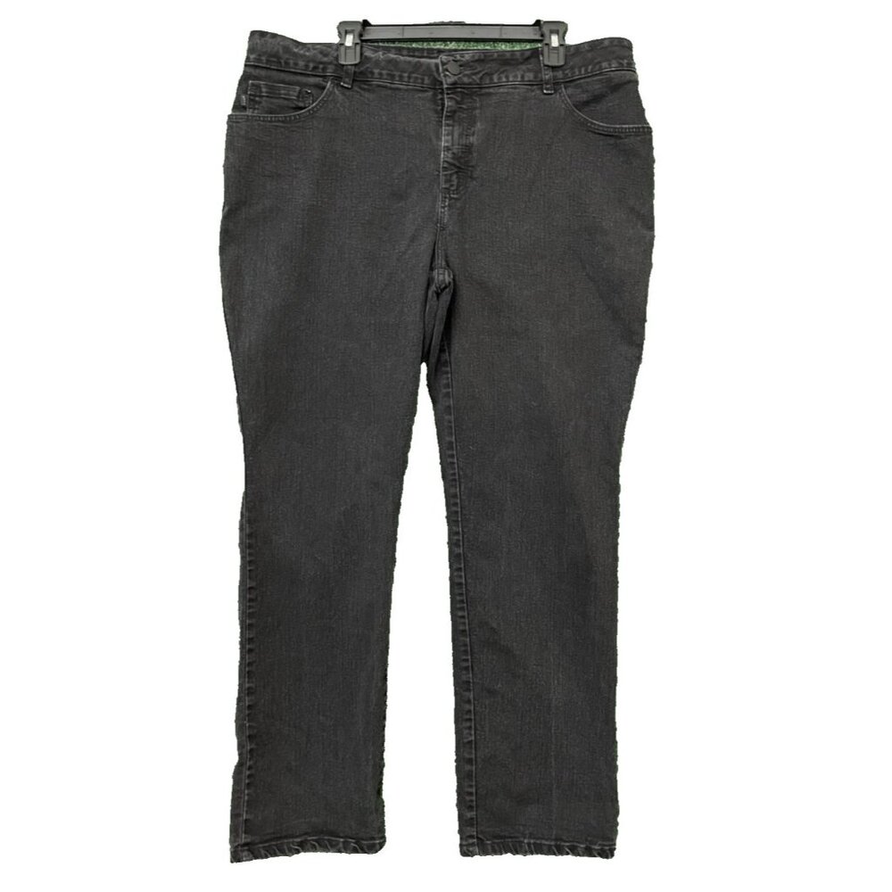 Lee Womens Jeans Pants Black Relaxed Fit Straight Leg Instantly Slim Size 18W M